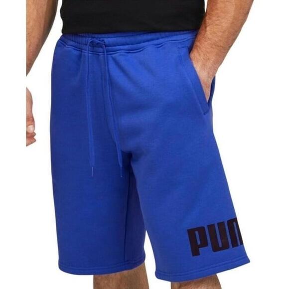 Puma Men's Big Fleece Logo 10in Shorts Royal Sapphire/Blk/Wht-Short - Picture 5 of 13